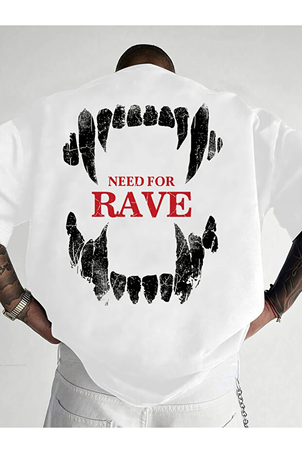 تي شيرت كبير الحجم للجنسين مطبوع عليه Need For Rave
