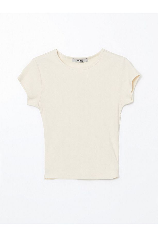 LCW Bisiklet Yaka Dokulu Kadın Crop - 5