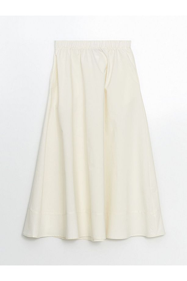 LCW Modest Beli Lastikli Poplin Kloş Etek - 5