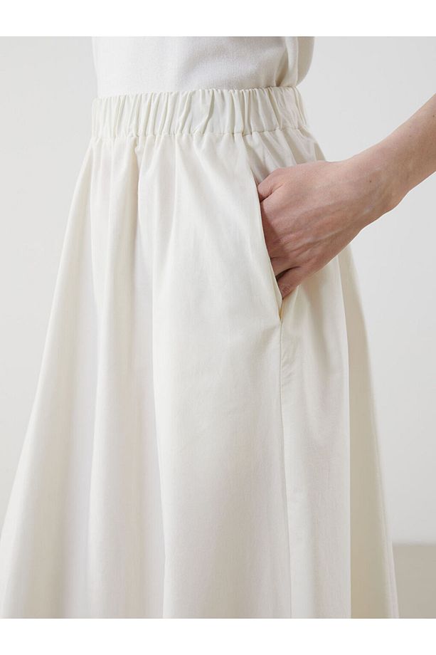 LCW Modest Beli Lastikli Poplin Kloş Etek - 3