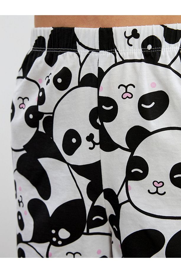LCW Young Ekru Panda Desenli Askılı Kadın Şortlu Pijama Takımı - 3