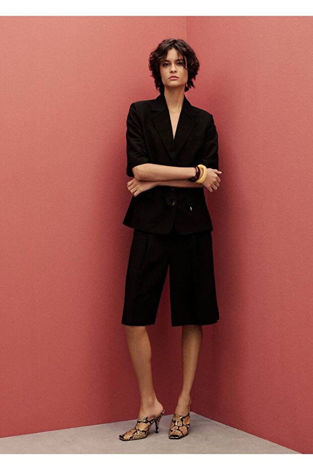 Keten Karışımı Bermuda Şort - 2