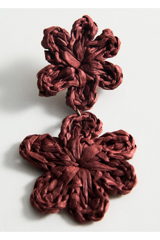 Rafya çiçekli küpe - 3