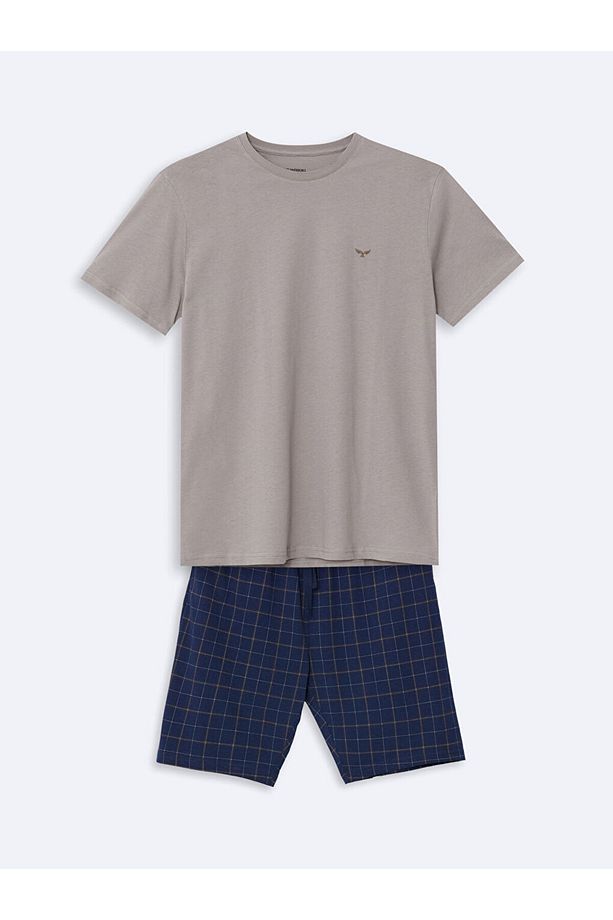 Lacivert Standart Kalıp Erkek Şortlu Pijama Takımı - 1
