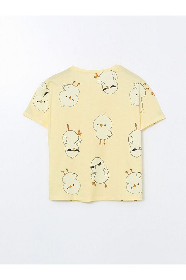 Bisiklet Yaka Baskılı Kadın Şortlu Pijama Takımı - 7