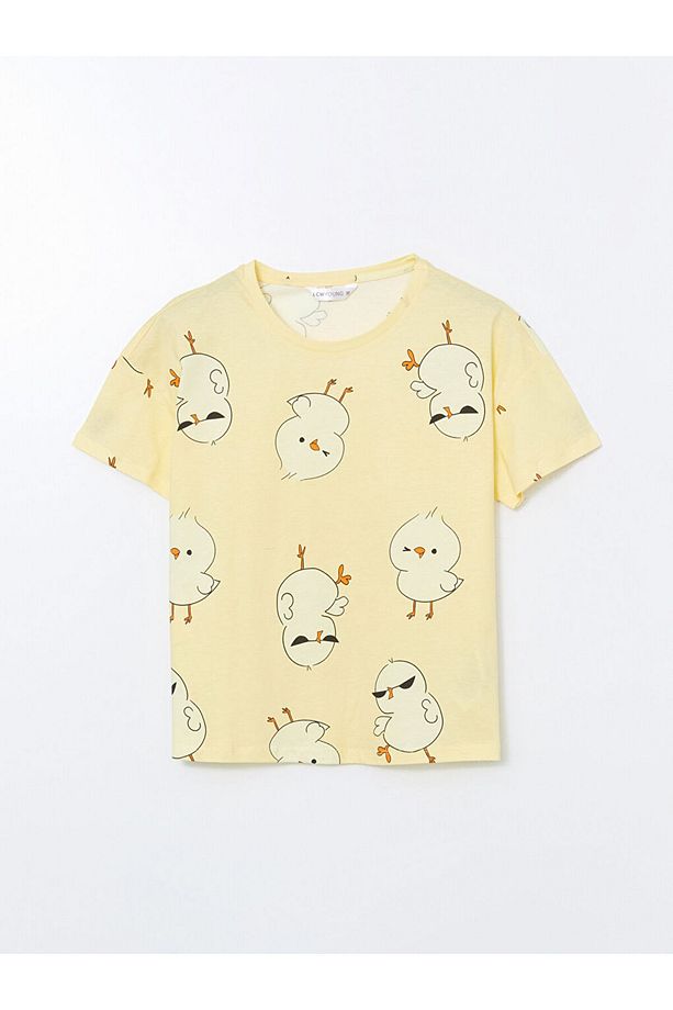 Bisiklet Yaka Baskılı Kadın Şortlu Pijama Takımı - 6