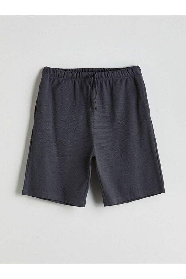 Antrasit Standart Kalıp Erkek Şortlu Pijama Takımı - 4