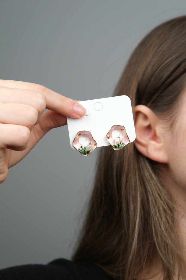 KADIN MİNELİ ÇELİK KÜPE - 1