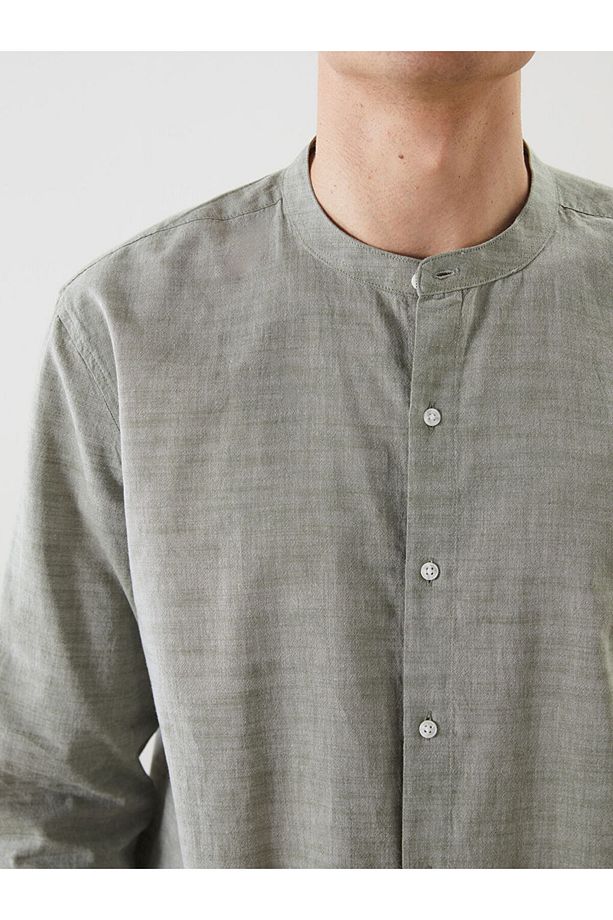 LCW Vision Yeşil Regular Fit Uzun Kollu Poplin Erkek Gömlek - 3