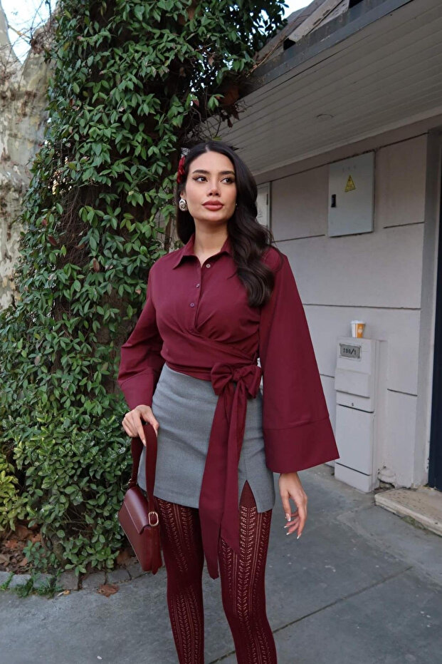 Bell Sleeve Tie-Detail Shirt
