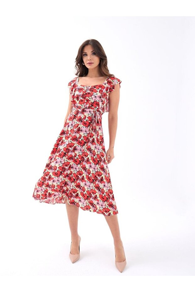 5370 Elbise-Kirmizi - 4