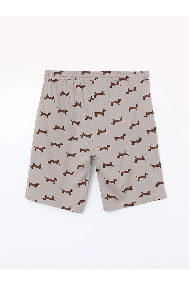 Bej Standart Kalıp Erkek Pijama Alt Şort - 2