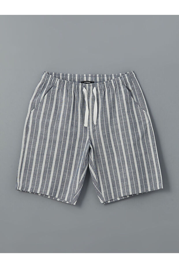 Ekru Standart Kalıp Erkek Şortlu Pijama Takımı - 6