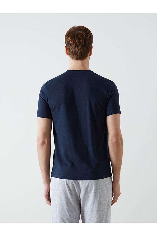 Lacivert Standart Kalıp Erkek Şortlu Pijama Takımı - 4