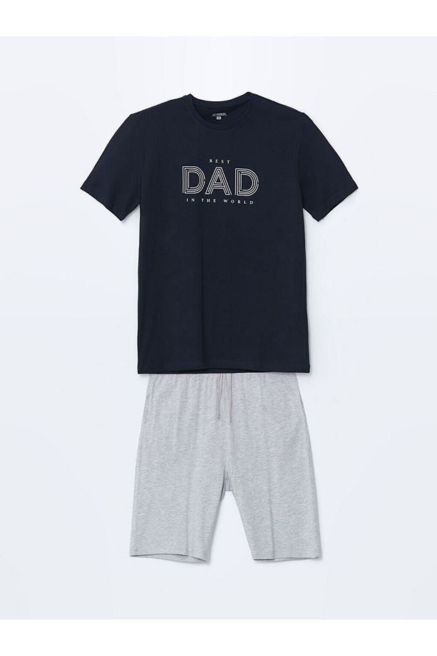 Lacivert Standart Kalıp Erkek Şortlu Pijama Takımı - 5