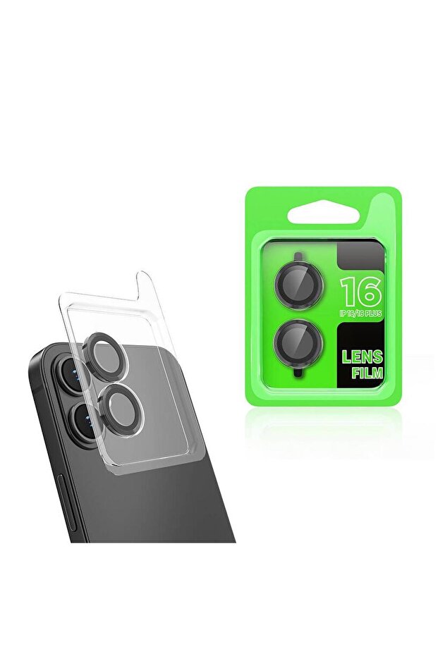 Apple iPhone 16 Compatible Kl10 Camera Lens Protection Glass Black