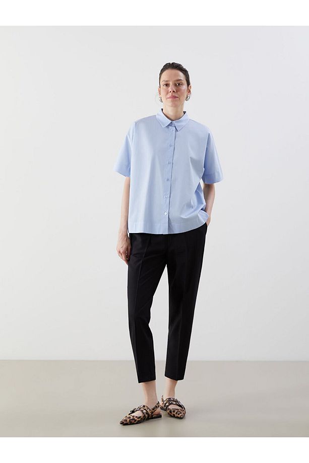 LCW Comfort Mavi Oversize Poplin Kadın Gömlek - 2