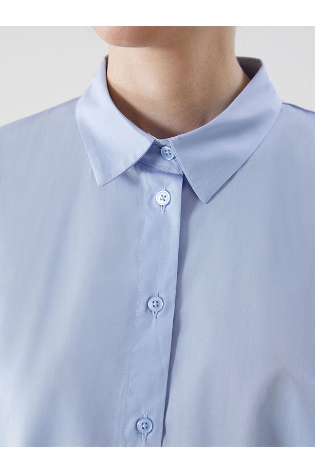 LCW Comfort Mavi Oversize Poplin Kadın Gömlek - 3