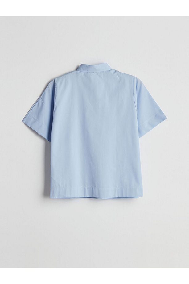 LCW Comfort Mavi Oversize Poplin Kadın Gömlek - 6