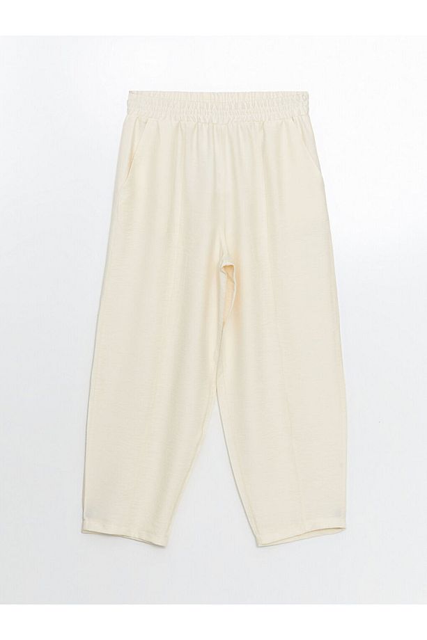LCW Modest Ekru Beli Lastikli Kadın Pantolon - 5