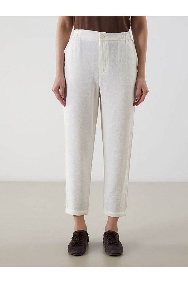 LCW Modest Ekru Beli Lastikli Kadın Pantolon - 2