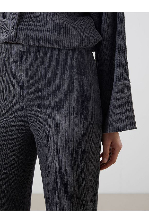 LCW Modest Gri Beli Lastikli Dokulu Kadın Pantolon - 3
