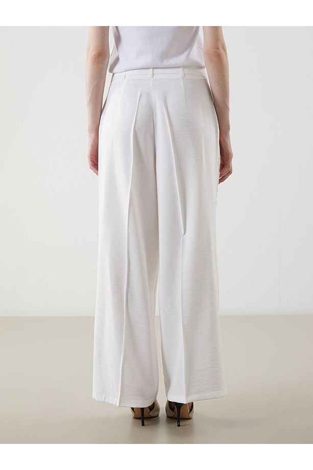 LCW Modest Ekru Loose Fit Geniş Paça Kadın Pantolon - 4