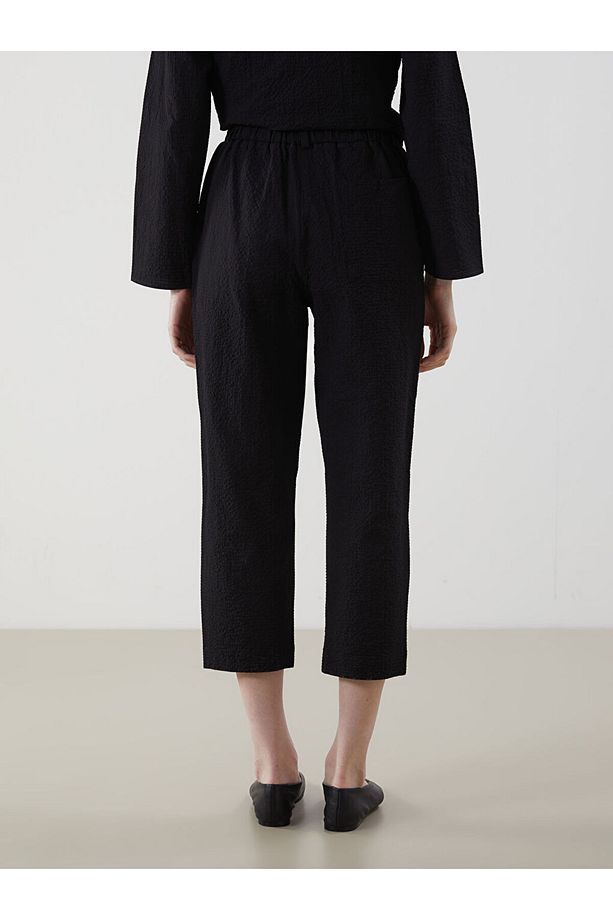 LCW Modest Siyah Loose Fit Dokulu Kadın Pantolon - 4