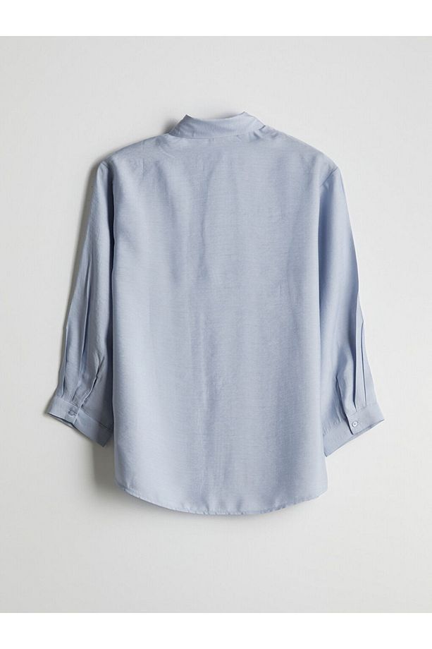 LCW Modest Mavi Taşlı Oversize Kadın Gömlek Tunik - 6