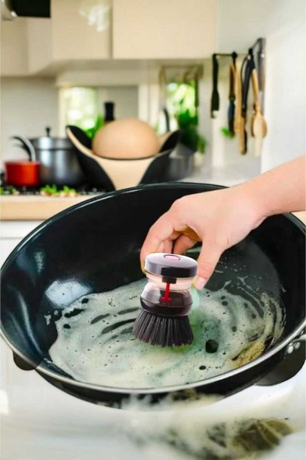 2'Li Bulaşık fırçası Deterjan Hazneli Fırça Pratik Çok Amaçlı Mutfak Banyo Lavabo Yıkama Fırçası - 7