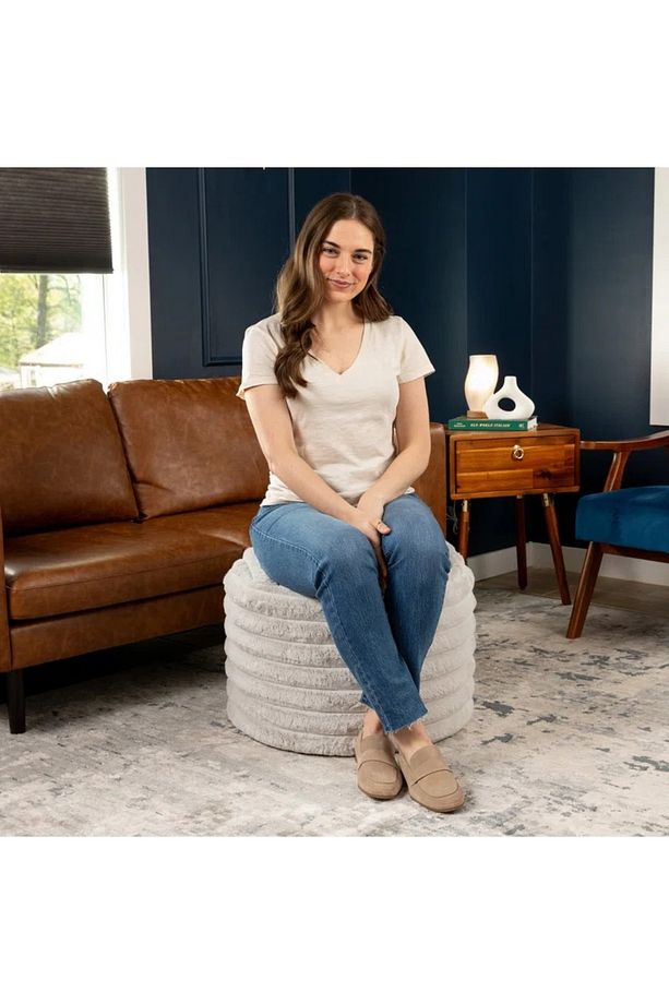 Athena Puf Soft Kumaş Modern Makyaj Masası Ve Ayak Uzatma Pufu Xlarge - 2