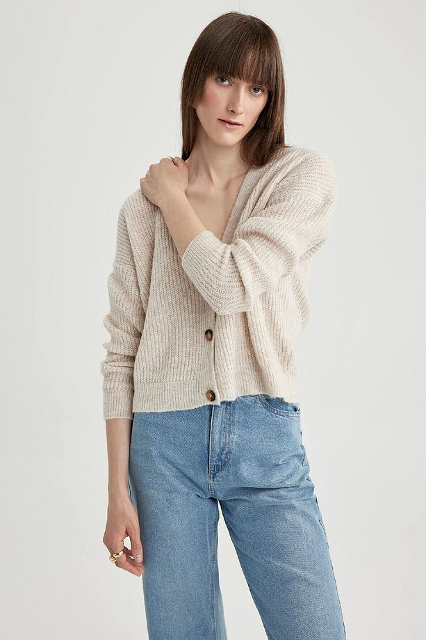 Regular Fit V Yaka Selanik Kumaş Hırka R1262az23wn - 4