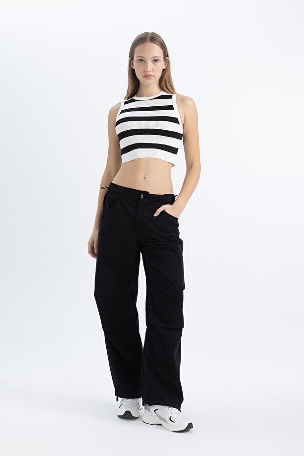 Parachute Gabardine Trousers with Pockets and Rubber Waist A2281Ax24Sp