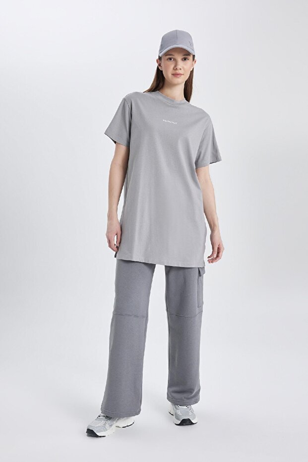 Regular Fit Bisiklet Yaka Baskılı Kısa Kollu Tişört Tunik C0409ax24sp - 6