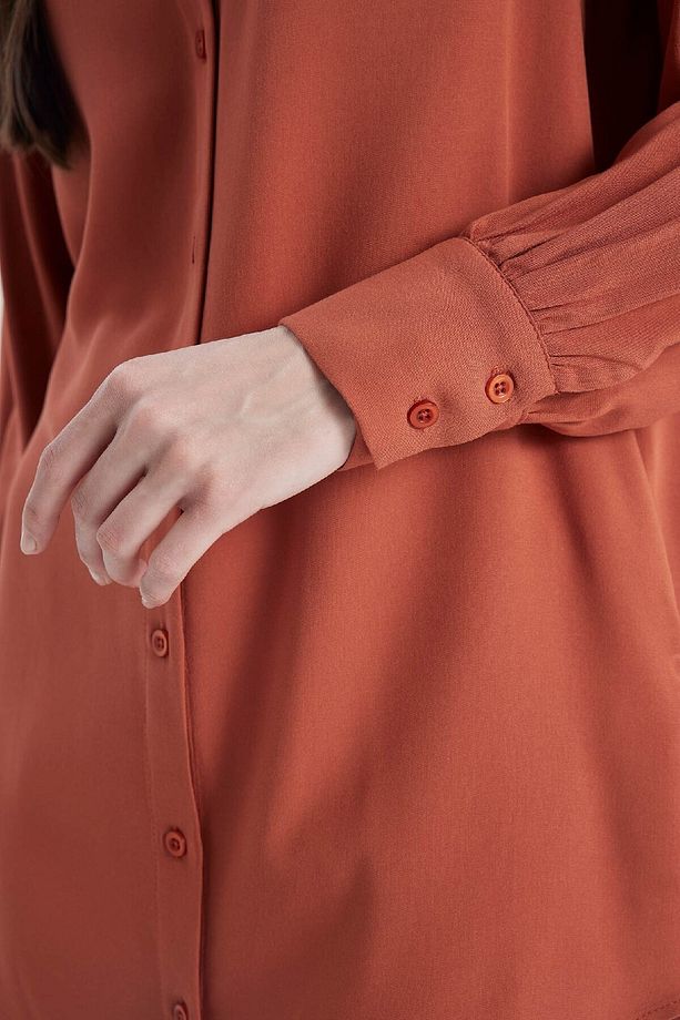 Regular Fit Basic Düz Uzun Kollu Gömlek Tunik Z3538az24sp - 6
