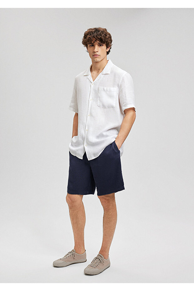 Lacivert Keten Şort 0410103-70497 - 1