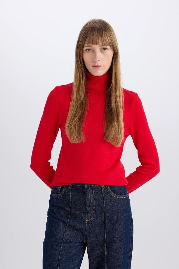 Regular Fit Yumuşak Dokulu Balıkçı Yaka Basic Düz Triko Kazak H1651az24wn - 3
