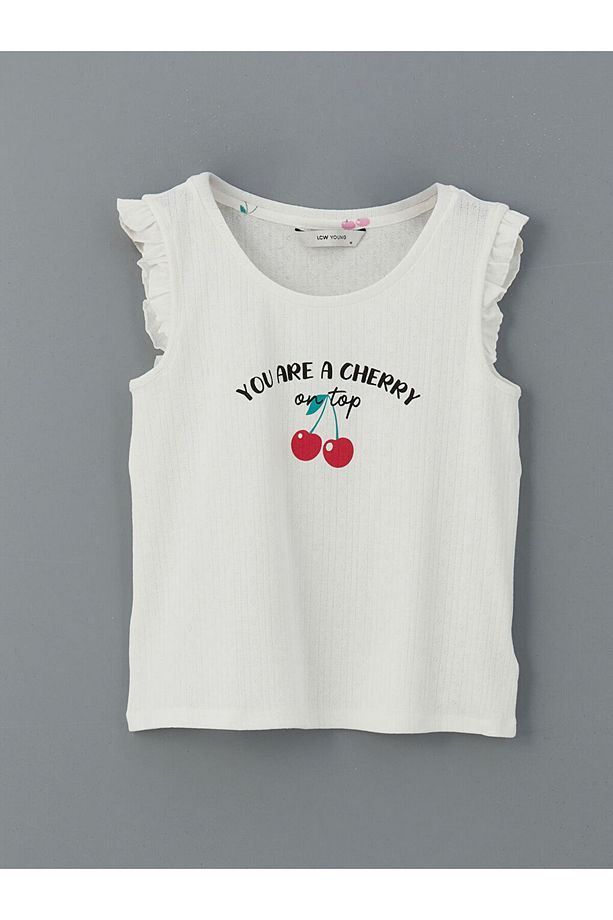 LCW Young Ekru Bisiklet Yaka Baskılı Kadın Şortlu Pijama Takımı - 2