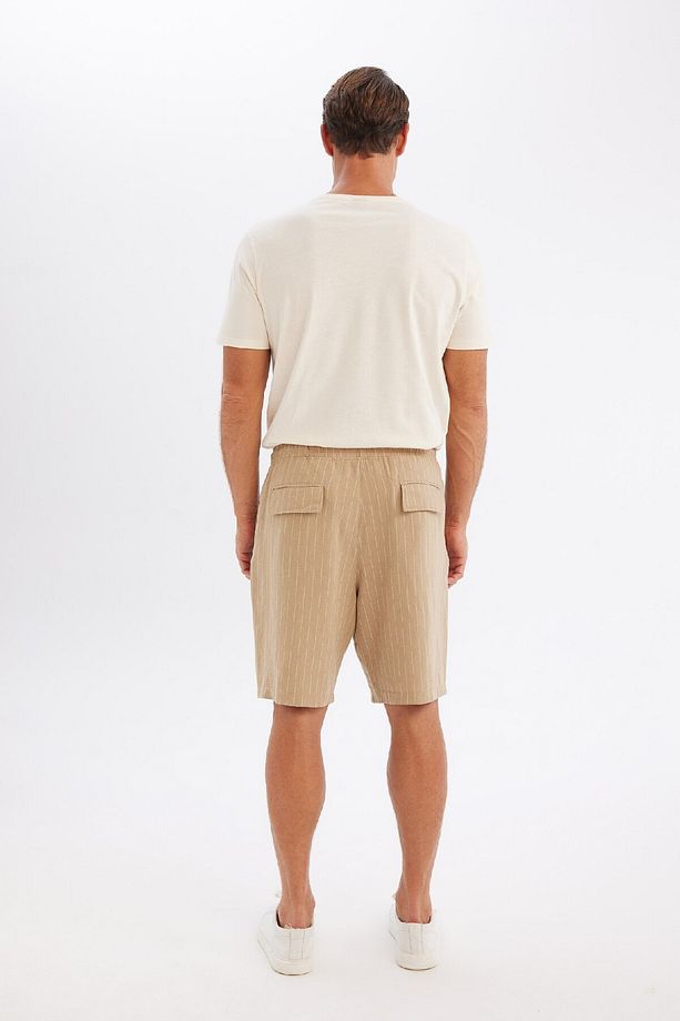 Relax Fit Keten Karışımlı Yazlık Bermuda Şort C1240ax24sm - 7