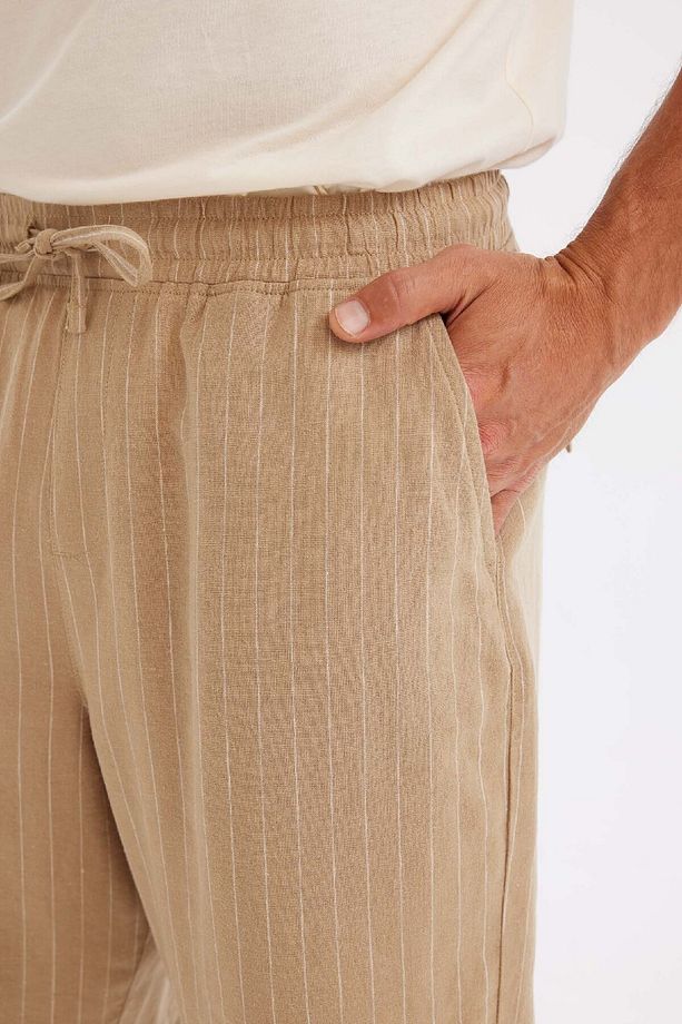 Relax Fit Keten Karışımlı Yazlık Bermuda Şort C1240ax24sm - 5
