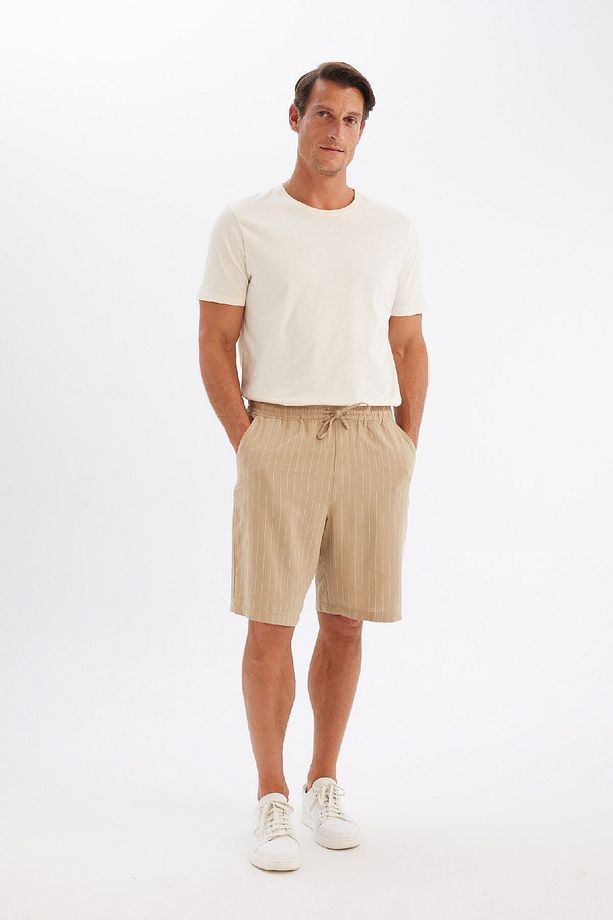 Relax Fit Keten Karışımlı Yazlık Bermuda Şort C1240ax24sm - 3