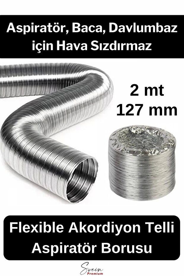 Aluminum Unbreakable Ripstop Built-In Chimney Aspirator Hood Water Heater Ventilation Pipe 2 Mt 127 mm