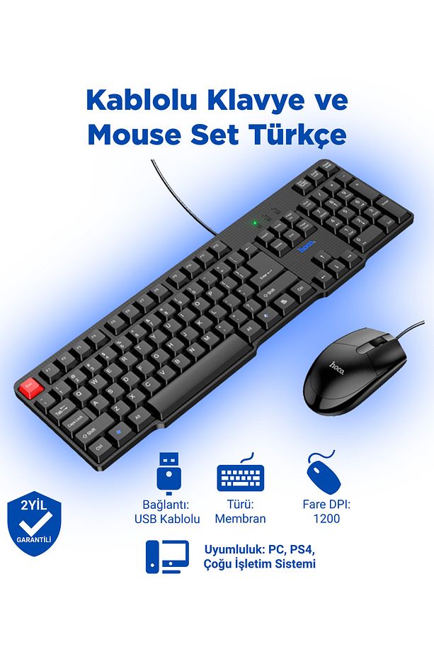 GM16 Kablolu Klavye ve Mouse Set Türkçe Siyah - Premium Product - 1