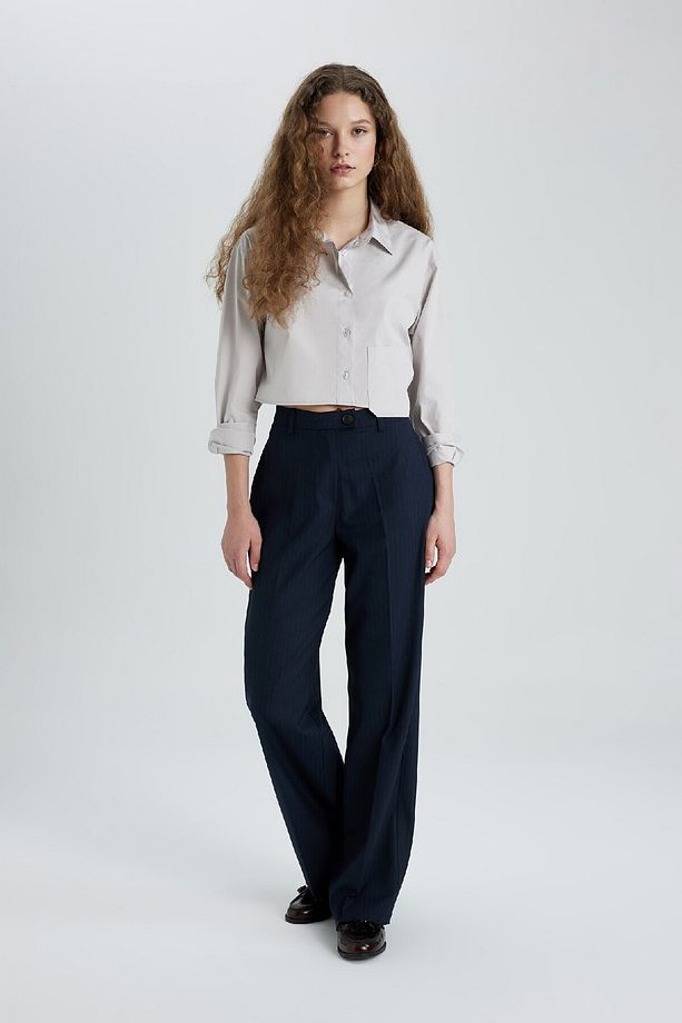 Oversize Geniş Kalıp Crop Poplin Uzun Kollu Gömlek C5026ax24sp - 2