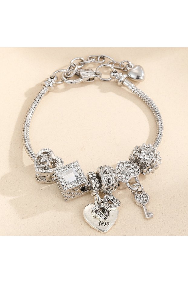 SMT005 1PC Women's Fashion Multi Element Beaded Love Pan Family Bracelet Jewelry Accessories Daily D