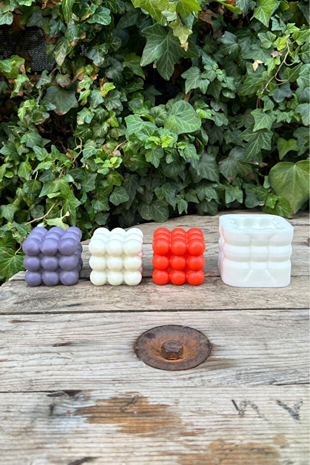 Bubble Küp Silikon Mum Kalıbı - 6