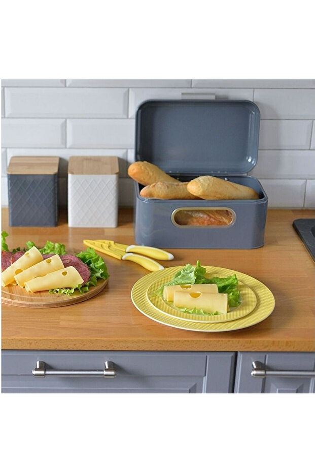 Bread storage box, gray, Nordic - 3