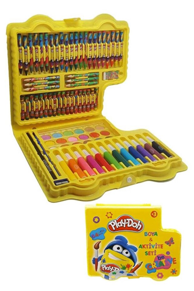 Paint and Activity Set 64 Pieces 1 Pack Play Doh Stationery Set Dry Paint Water Color Pastel Paint Keçel