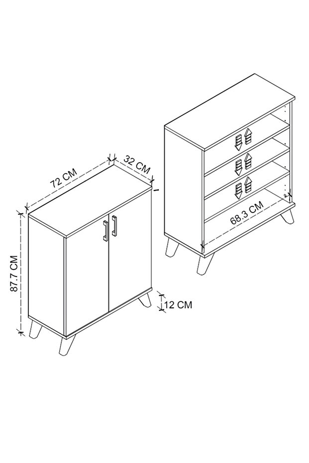 Ayakkabılık İki kapaklı Siyah köprü kulp - 3