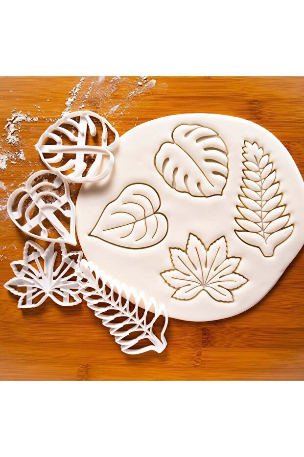 Four Different Leaf Patterned Cookie Mold and Sugar Dough Mold Set - 6